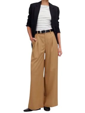 Madewell Harlow Superwide-Leg Trouser Khaki Sz 4 Twill Pleated High Rise NT345